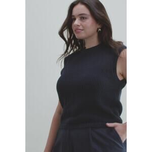 NWT Darling Society Sublime Knit‎ Tank Sweater Vest Navy Blue Large Shell Basic